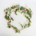 Guirnalda de flores de margaritas artificiales para decoración de paredes, rosa y verde. - Tiras de flores de margaritas pequeñas rosa claro