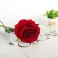 Τεχνητό κόκκινο τριαντάφυλλο λουλούδι μονό στέλεχος μετάξι για διακόσμηση σπιτιού γάμου - Σκούρο Κόκκινο