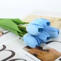Τεχνητό μπλε μπουκέτο τουλίπες ψεύτικα λουλούδια για γάμο πάρτι διακόσμηση φωτογραφία - Μετάξι Μπλε