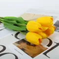 Τεχνητά κίτρινα τουλίπες από μετάξι για διακόσμηση σπιτιού γάμου φωτογραφικά στηρίγματα - Μεταξωτό Κίτρινο