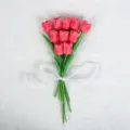 Artificial PU tulip bouquet fake flowers for home wedding decoration pink photo props - 35cm / New Lily of the Valley Tulip Neon Pink