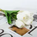 White artificial tulip flowers faux silk bouquet 48cm for home wedding decor props - Silk White