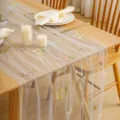 French style embroidered mesh table runner with delicate floral and butterfly design for home party decor. - 30*180cm / White With Flower Charm