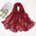 Wine red crinkled chiffon scarf, lightweight summer sun protection shawl and stylish neck wrap. - Wine Red