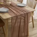 Vintage brown cheesecloth table runner raw edge gauze fabric for wedding party dining table decor - Coffee Color No. 110