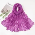 Purple crinkled balios silk scarf, lightweight solid color shawl for women air conditioning. - Deep purple