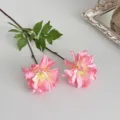 Künstliche Dahlienblume 2 Köpfe rosa Seidenblume Zweig für Heimtextilien Fotografie Requisiten - Rosa