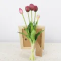 Artificial tulip bouquet simulation flowers for home decor, wedding and party arrangement. - Soft Rubber Tulip (Purple)