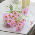 Artificial pink daisy flower bouquet for home decoration and table centerpiece display. - Pink