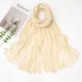 Solid color crinkled lightweight scarf for women, versatile summer sun protection shawl. - Beige