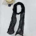 Pañuelo plisado negro con lunares blancos, bufanda ligera y elegante para mujer primavera. - Puntos Blancos y Negros