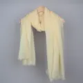Foulard femme coton lin jaune clair uni avec franges pour automne hiver tendance mode. - Light jaune