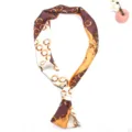 Chic retro chain print narrow silk scarf, perfect as a chic neckerchief or bag ribbon. - Brown Multi-color