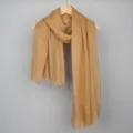 Femme coton lin echarpe automne hiver franges beige unie longue foulard chal elegant - Kaki