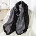 Bufanda plisada de lunares y rayas para mujer moda chal largo versátil pañuelo negro gris - Estilo 1