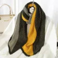 Bufanda plisada de lunares elegante color contraste chal largo moda pañuelo cuello - 3#