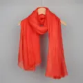 Echarpe en coton et lin orange pour femme, châle à franges de couleur unie pour l'automne. - Rouge Orangé