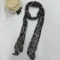 Vintage leopard print wrinkled long scarf spring autumn thin breathable shawl wrap neckerchief - Gray Leopard