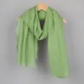 Echarpe foulard froisse en coton et lin vert pour femme, chale de protection solaire. - Vert