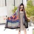 Chal etnico bohemio con flecos bufanda de mujer para playa verano moda proteccion solar chic - Estilo 2