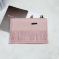 Bufanda de invierno lisa rosa efecto cachemira para mujer con flecos, chal cálido y grueso. - N.º 18 rosa bebé