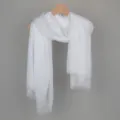 Écharpe en lin et coton blanc avec franges, châle de protection solaire léger variante - Blanc