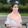 Summer sun protection face mask chiffon anti-UV cycling veil breathable neck cover scarf pink - One Size / 14 Embroidered Snow Bud (Green Flower)