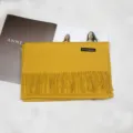 Bufanda de invierno lisa efecto cachemir con flecos, chal amarillo cálido y acogedor mujer. - 3# Amarillo jengibre