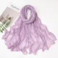 Solid color crinkled balizza scarf lightweight summer sun protection shawl for women daily wear - Light Purple