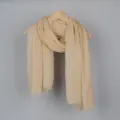 Femme coton lin froissé écharpe automne hiver uni respirant châle foulard hijab - Light jaune