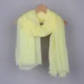 Foulard en coton et lin jaune clair femme automne hiver franges châle protection solaire - Light jaune