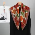 Pañuelo cuadrado de terciopelo con estampado floral de pintura al óleo vintage para mujeres. - Flor de terciopelo color 3