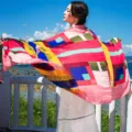 Ethnic style printed scarf, vibrant geometric tassel shawl, perfect beach towel and travel sun protector. - Style 6