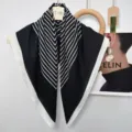 Pañuelo cuadrado de cheurón en blanco y negro, elegante bufanda efecto seda para mujer. - 68x68cm / Rayas Negras