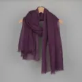 Écharpe mauve en coton lin pour femme, châle à franges automne hiver et protection solaire. - Violet foncé