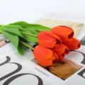 Artificial Tulip Flower Silk Fake Flowers Orange Home Wedding Party Decor Props 48cm - Silk Fabric Orange