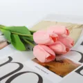 Artificial pink tulip flower bouquet 48cm silk fake flowers for wedding party home decor props - Silk Pink
