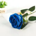 Blue artificial rose single stem silk flower for home decoration wedding photography props. - Dark Blue