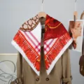 Pañuelo de Seda Cuadrado de 90cm Estampado Ecuestre con Borlas Bufanda de Moda Mujer - Estilo 2