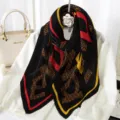 Pleated printed scarf with bold color block stripes, elegant design for autumn and winter. - Style 13
