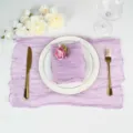 Boho purple wrinkled gauze cheesecloth napkin and placemat set for wedding party decor - 50*50 / No. 16 Off-White