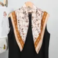 Primavera verano mujer cuadrada bufanda de seda vintage estilo campestre estampado floral - 68x68cm / Tribu de terciopelo caqui