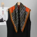 Pañuelo cuadrado tacto seda estampado vintage 68cm mujer elegante bufanda de moda - 68x68cm / Naranja