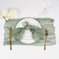 Elegant sage green wrinkled gauze napkin and placemat set for bohemian wedding party decor - 50*50 / No.1 Orange Green