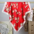 Pañuelo de seda satén rojo cuadrado 90cm diseño floral botánico elegante bufanda chal para mujeres - Rojo