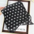 Black white polka dot scarf for women, lightweight chiffon neckerchief, stylish fashion item. - 22x180cm / Black Water Ripple Polka Dots