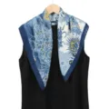 Estilo lujo panuelo seda azul blanco mujer cuadrado sol luna estampado botanico elegante - 68x68cm / Azul