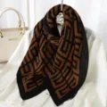 Fashion pleated scarf for women, chic geometric print winter warm neck wrap stylish accessory. - Style 20