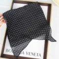 Chic black and white polka dot scarf, lightweight chiffon neckerchief for stylish women. - 22x180cm / Black Polka Dot