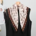 Mujer pañuelo cuadrado estampado pastoral vintage elegante sensación seda bufanda - 68x68cm / Tribal de terciopelo marrón oscuro